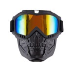 Face protection mask, made from hard plastic + ski goggles, multicolor lenses, skull model, MCM01